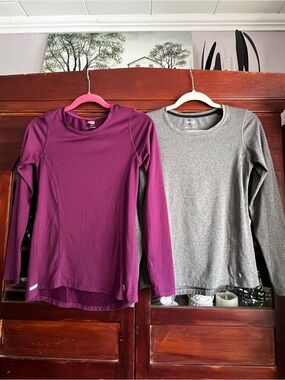 Danskin Long-Sleeve Performance Tops - Purple & Gray